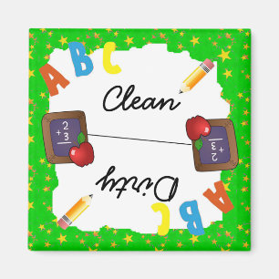 Green Clean & Dirty School Chalkboard Magnet