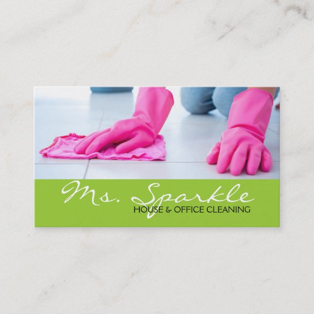 Green Clean House Home Cleaning Cleaners Business Card (Front)