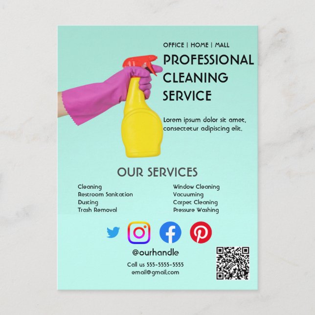 green cleaning Photo poster with tear-off tabs Fly Postcard (Front)