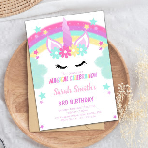 Green Cloud Unicorn Invitations