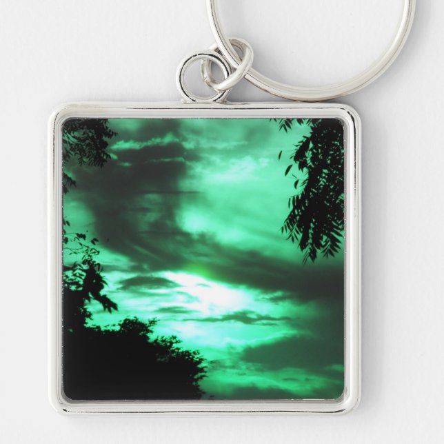 Green clouded sunrise keychain (Front)