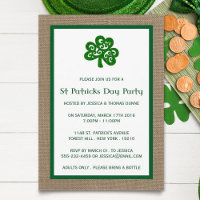 Green Clover & Burlap St. Patrick's Day Invitation