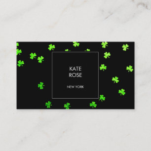 Green Clover Confetti Black Glam Vip Business Card