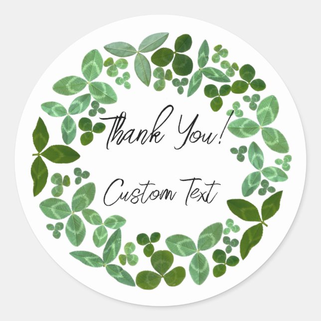 Green Clover - Customisable green lucky charm  Classic Round Sticker (Front)
