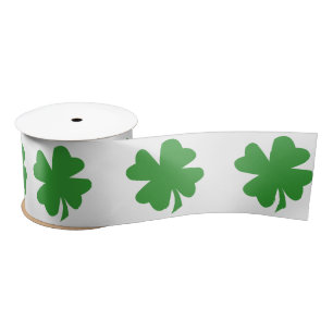 Green clover four leaf satin ribbon