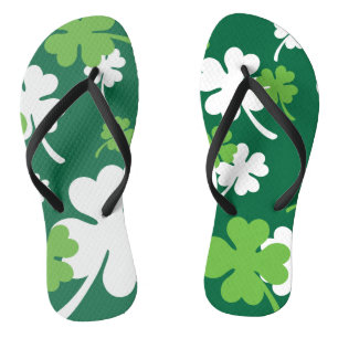 Green clover four leaves. St. Patrick's Day Thongs