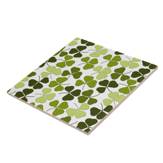 Green Clover in a Variety of Shades Ceramic Tile (Side)
