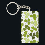 Green Clover in a Variety of Shades Key Ring<br><div class="desc">Simple layout of various shades of green on clover making a pretty print on white</div>