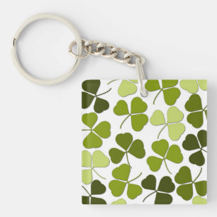 Green Clover in a Variety of Shades Key Ring