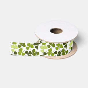 Green Clover in a Variety of Shades Satin Ribbon