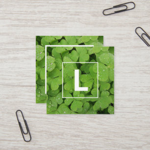 Green clover initial business card