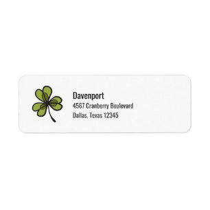 Green Clover Leaf Return Address Label