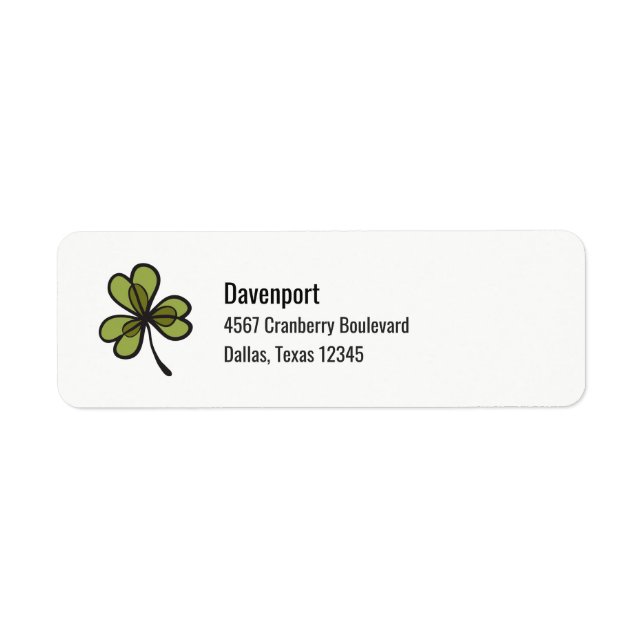 Green Clover Leaf Return Address Label (Front)