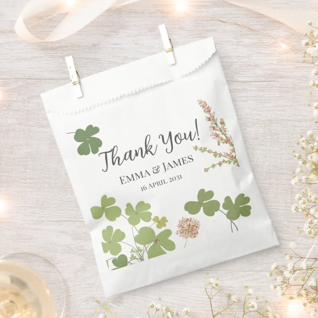 Green  Clover Leaf St Patricks Day Thank You  Favour Bag (Clipped)