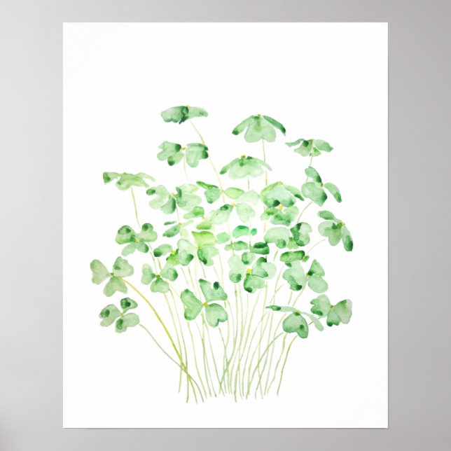 green clover leaf  watercolor arts 2021 poster (Front)