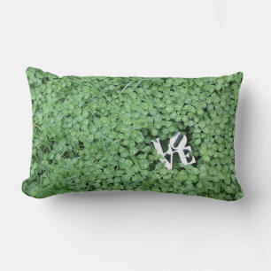 Green Clover Love Spring Wedding Fun Decor Lumbar Cushion