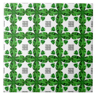 Green Clover Pattern Ceramic Tile