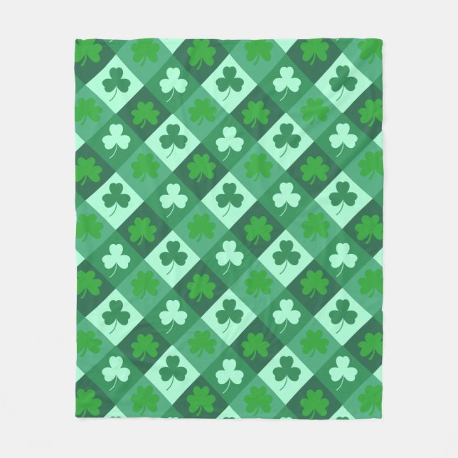 Green clover pattern for St Patricks day Fleece Blanket (Front)
