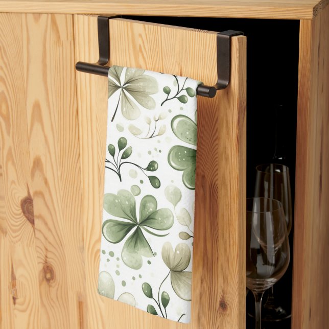  Green Clover Pattern • St. Patrick’s Day  Tea Towel (Thirds Fold)
