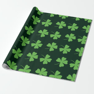 Green Clover Pattern St Patricks Day Wrapping Paper