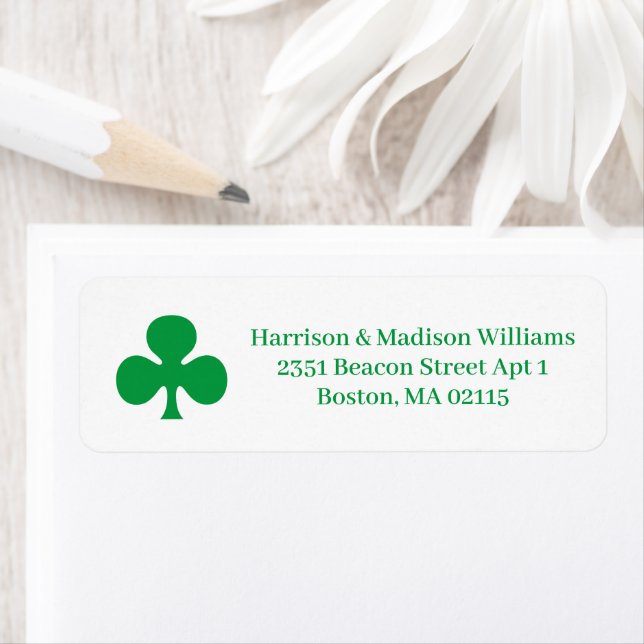 Green clover personalised custom Return Address  Label (Insitu)