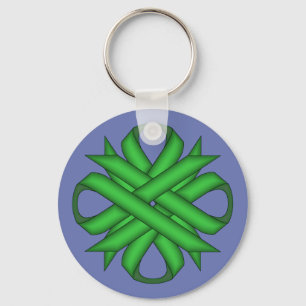 Green Clover Ribbon by Kenneth Yoncich Key Ring