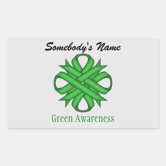 Green Clover Ribbon by Kenneth Yoncich Rectangular Sticker (Front)