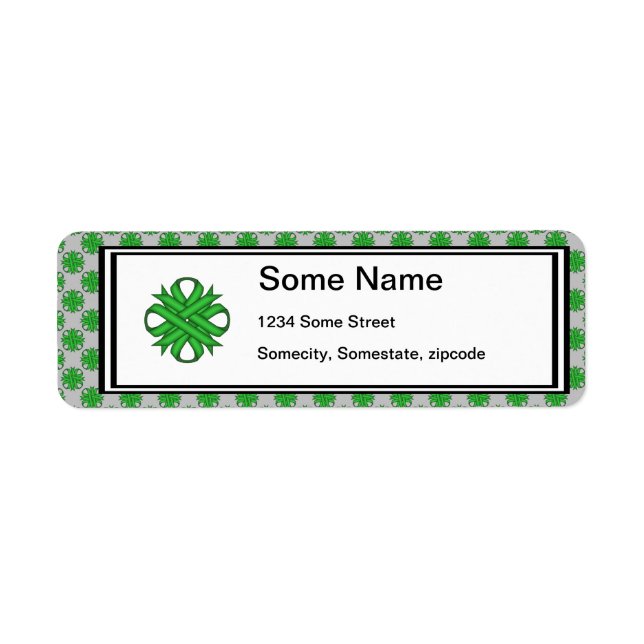Green Clover Ribbon by Kenneth Yoncich Return Address Label (Front)