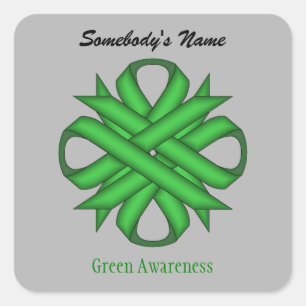 Green Clover Ribbon by Kenneth Yoncich Square Sticker