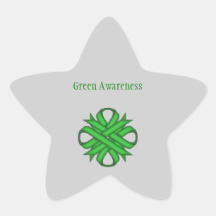 Green Clover Ribbon by Kenneth Yoncich Star Sticker