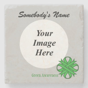 Green Clover Ribbon by Kenneth Yoncich Stone Coaster