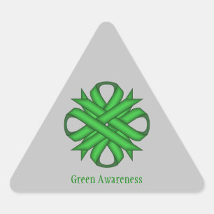 Green Clover Ribbon by Kenneth Yoncich Triangle Sticker