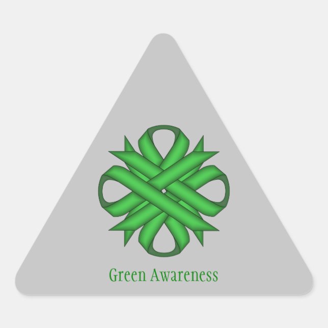 Green Clover Ribbon by Kenneth Yoncich Triangle Sticker (Front)