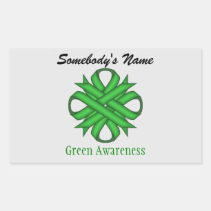 Green Clover Ribbon Rectangular Sticker