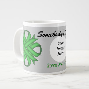 Green Clover Ribbon Template by Kenneth Yoncich Large Coffee Mug