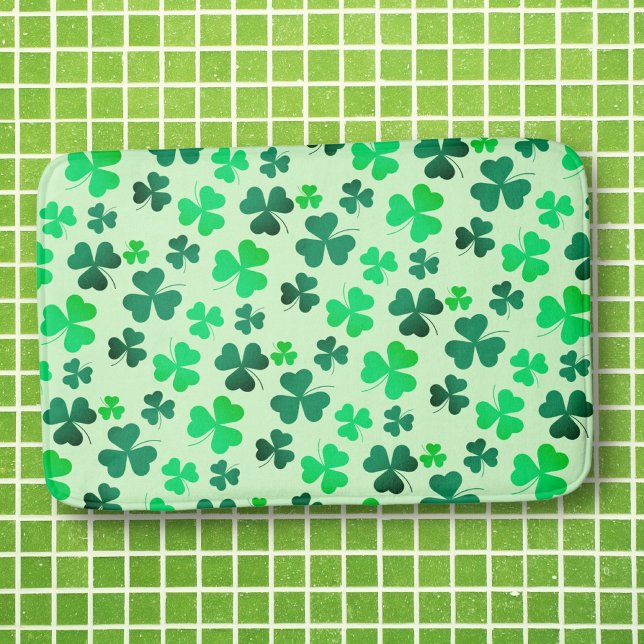 Green Clover Shamrock Leaf Pattern Floral Greenery Bath Mat (Creator Uploaded)