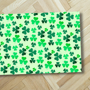Green Clover Shamrock Leaf Pattern Floral Greenery Doormat