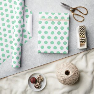 Green Clover Shamrock Luck of the Irish Wrapping Paper