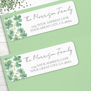 Green Clover Shamrock Return Address Label
