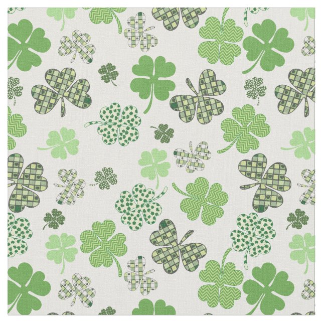 Green Clover Shamrock St. Patrick's Day Fabric (Close Up)
