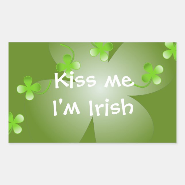 Green clover shamrock St Patrick's day party favou Rectangular Sticker (Front)