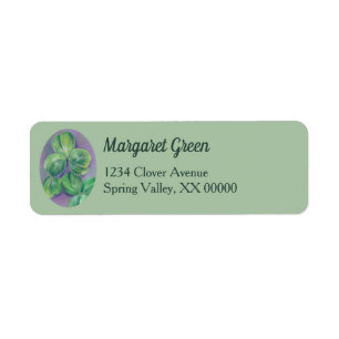 Green Clover Shamrocks on Purple Personalised Return Address Label
