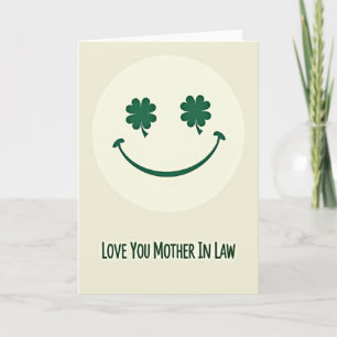 Green Clover Smiling Face Card