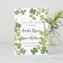 Green Clover Spring Wildflowers Wedding  Save The