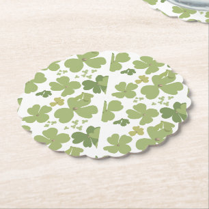 Green Cloverleaf St Patrick Day Garden Paper Coaster