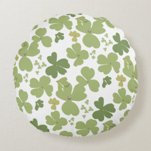 Green Cloverleaf St Patrick Day Garden Round Cushion