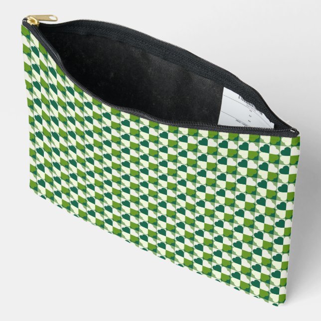 Green Clovers Accessory Pouch (Open)
