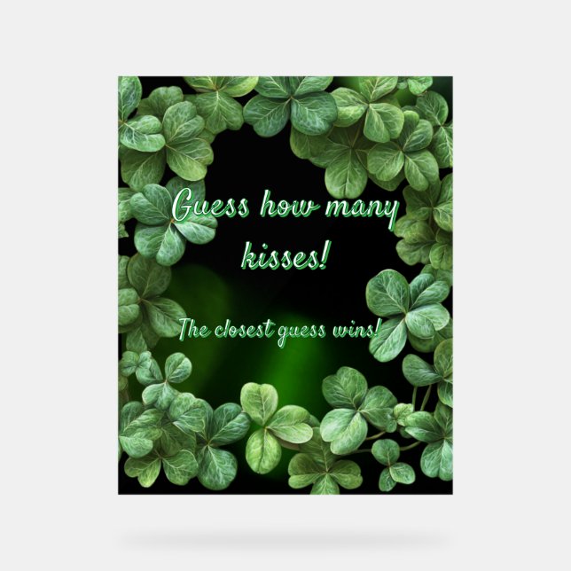 Green Clovers Baby Shower Acrylic Sign (Front)
