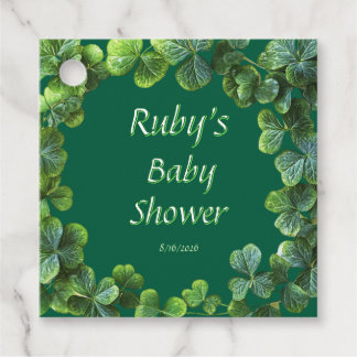 Green Clovers Baby Shower Favour Tags