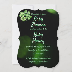 Green Clovers Baby Shower Invitation